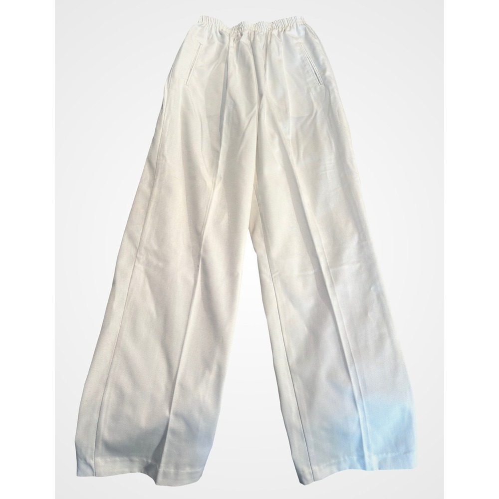 Vintage Jantzen White Wide Leg Pants Elastic Waist High Rise Made in USA Size 12